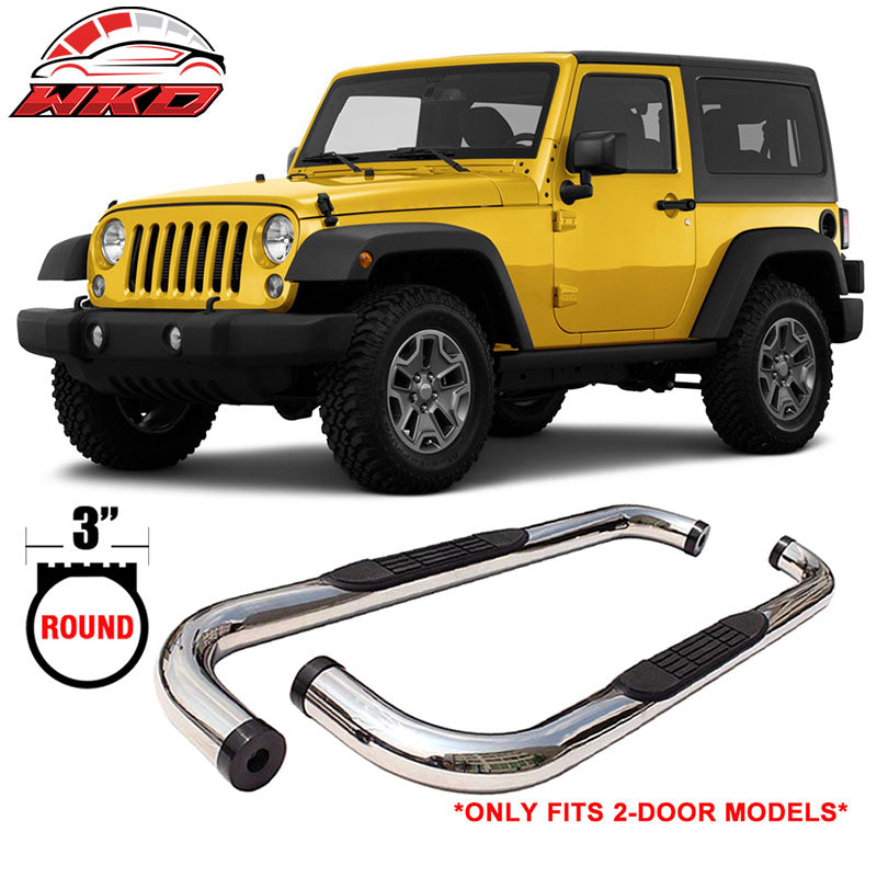 Fits 07-18 Wrangler 2 Door 3 inch S/S Stainless Steel Side Steps Running Boards