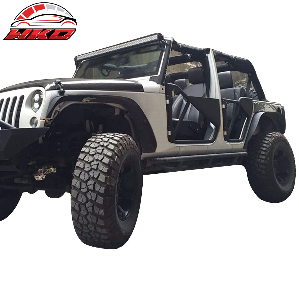 Fits 07-17 Jeep Wrangler JK Flat Style Steel Fender Flares Wheel Cover 4PCS