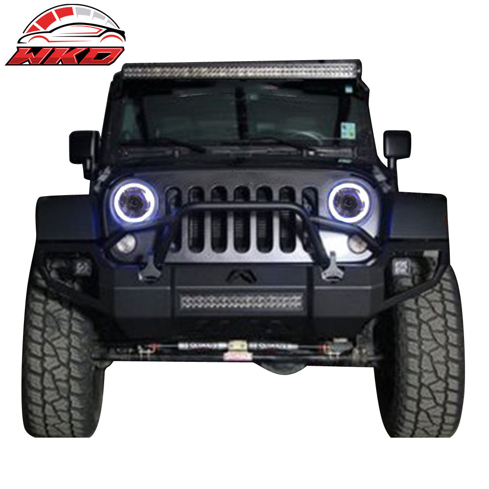 Fits 97-16 Jeep Wrangler 7 Inch Halo Angel Eyes LED Projector Headlights 2PC
