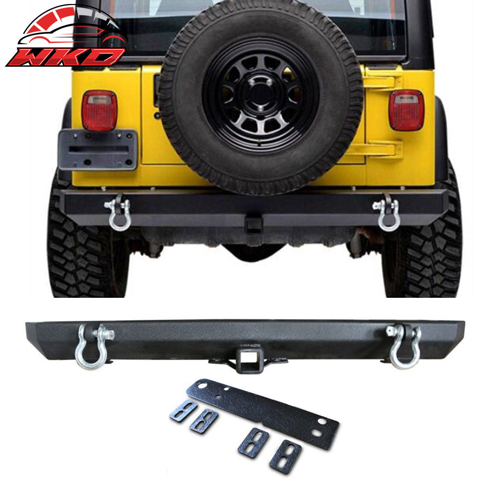 Fits 87-06 Jeep Wrangler YJ TJ Steel Rock Crawler Rear Bumper W/Hitch Receiver