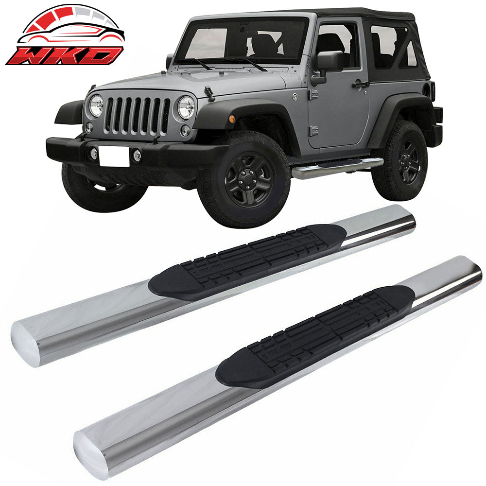 Fits 07-18 Jeep Wrangler JK 4" Chrome Oval Side Step Nerf Bars
