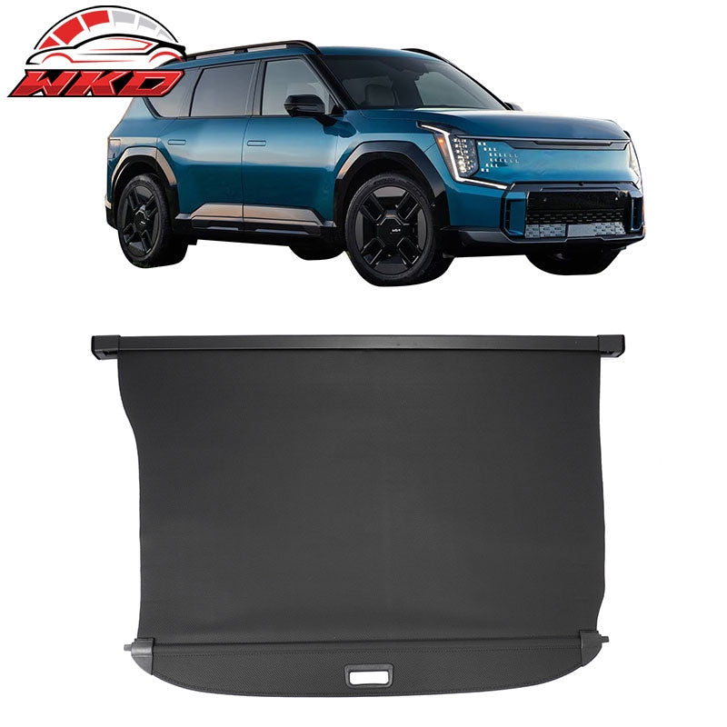 Fits 24-26 Kia EV9 Retractable Cargo Cover Rear Trunk Shade Carbon Fiber Texture