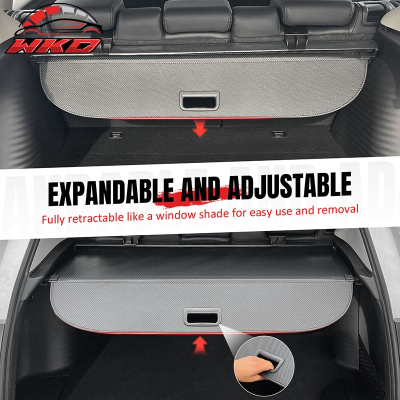 Fits 24-26 Kia EV9 Retractable Cargo Cover Rear Trunk Shade Carbon Fiber Texture