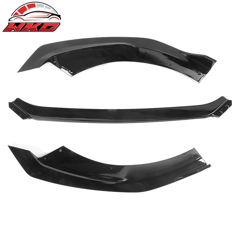 Fit 21-24 Kia K5 GT-Line Sedan PP 3PCS Front Bumper Lip Spoiler Gloss Black