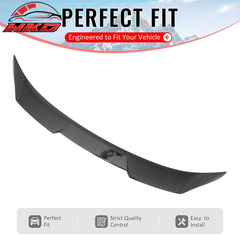 Fits 21-24 Kia K5 IKON Carbon Fiber Print Duckbill Rear Trunk Spoiler Wing ABS
