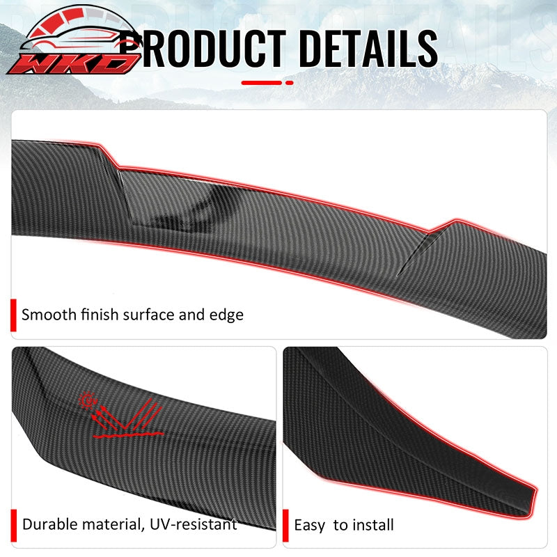 Fits 21-24 Kia K5 IKON Carbon Fiber Print Duckbill Rear Trunk Spoiler Wing ABS
