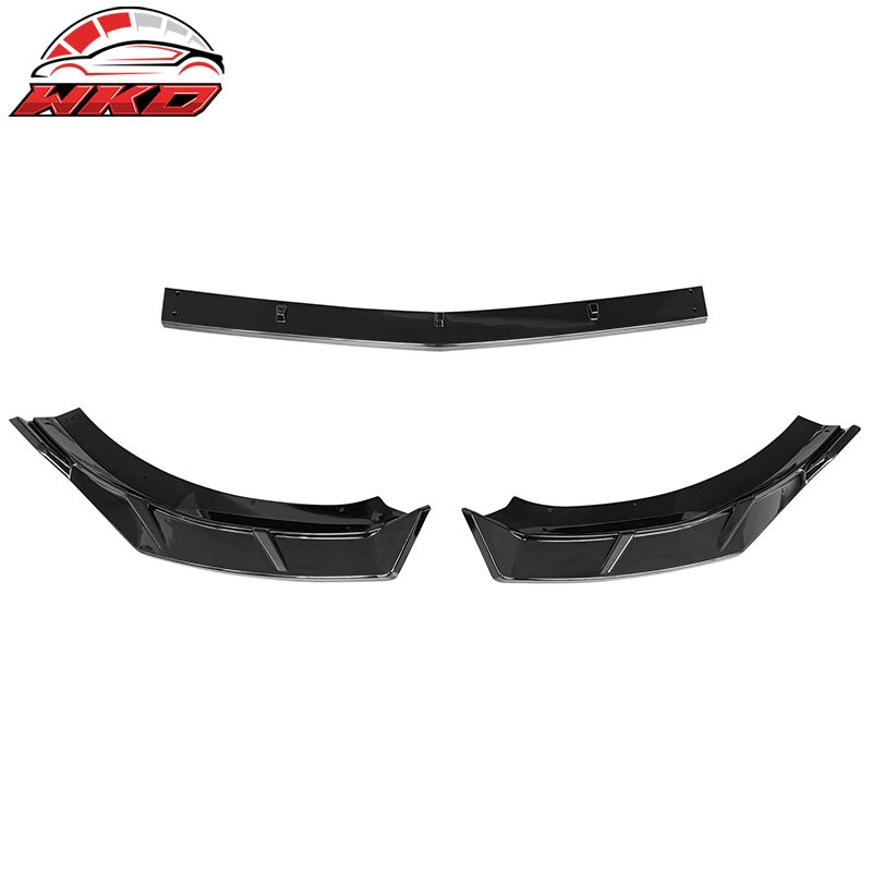 Fits 2021-2024 Kia K5 IKON Style Gloss Black Front Bumper Lip Spoiler Kit PP 3PC