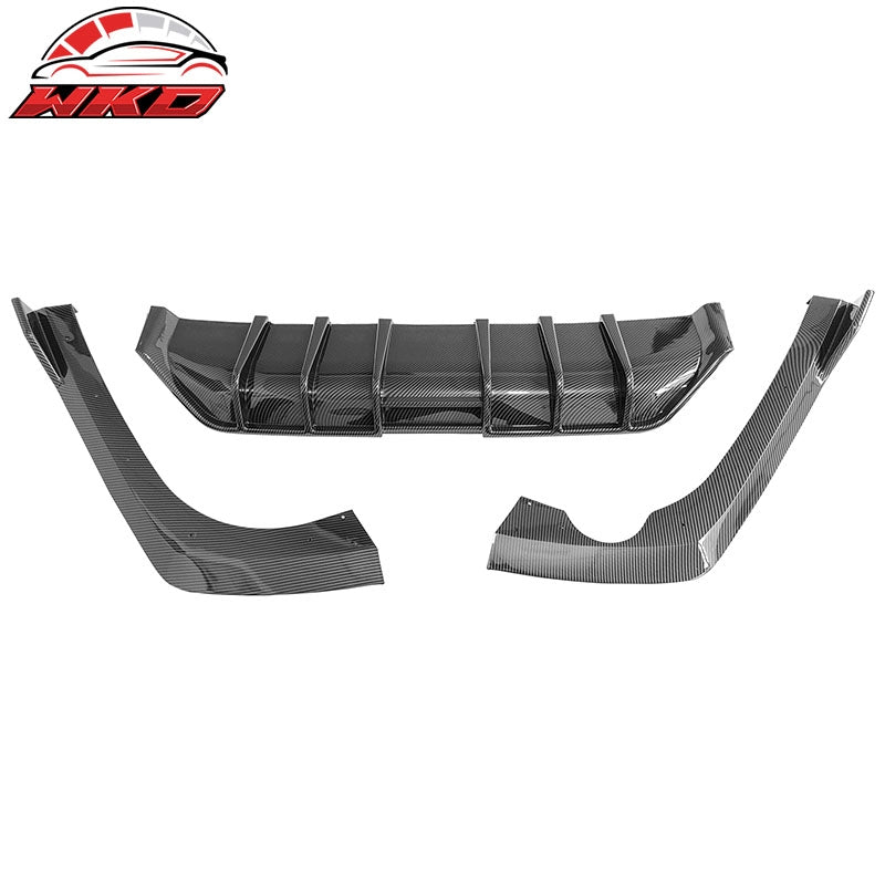 Fits 21-24 Kia K5 GT-Line 3PCS Rear Bumper Lip Diffuser Carbon Fiber Print PP