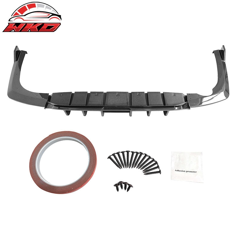 Fits 21-24 Kia K5 GT-Line 3PCS Rear Bumper Lip Diffuser Carbon Fiber Print PP