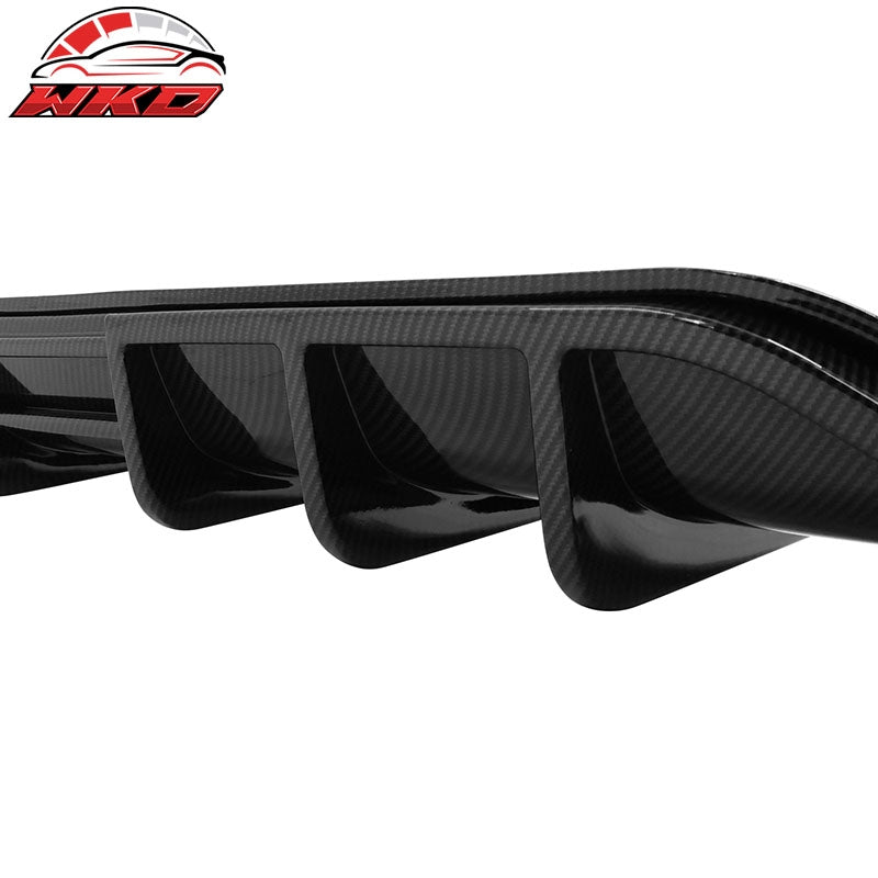 Fits 21-24 Kia K5 GT-Line 3PCS Rear Bumper Lip Diffuser Carbon Fiber Print PP