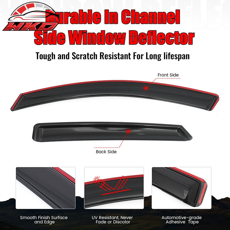 Fits 21-26 Kia K5 Window Visors In-Channel Rain Guard Deflector Acrylic Shield
