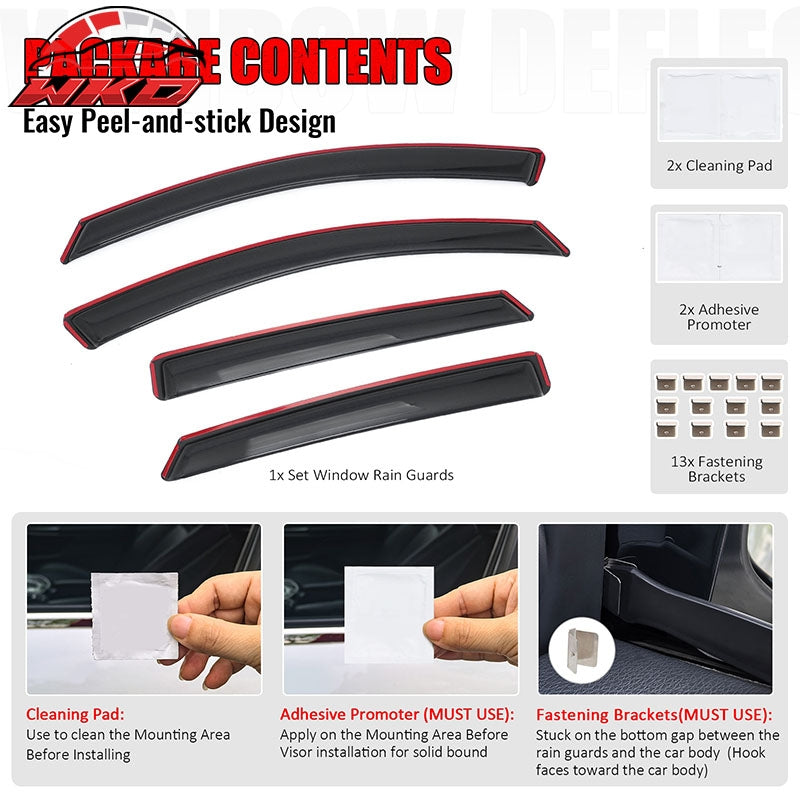 Fits 21-26 Kia K5 Window Visors In-Channel Rain Guard Deflector Acrylic Shield