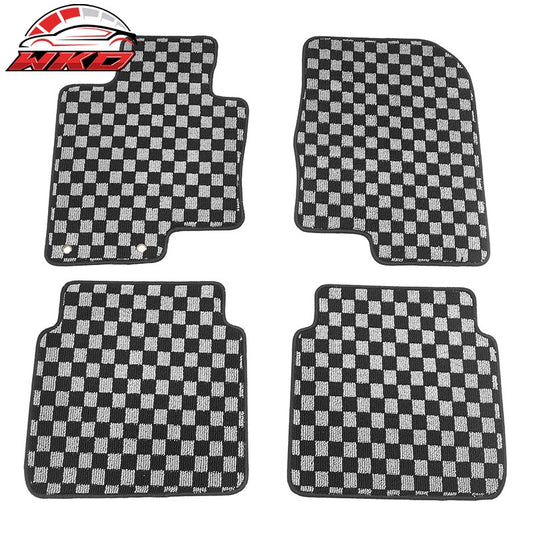 Wholesale 11-15 Kia Optima Floor Mats Non-Slip Carpets Checkered Black Gray Plaid - Wikond Auto