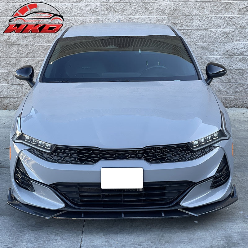 For 21-27 Kia Optima K5 EX LX GT Carbon Fiber Print 3PC Front Bumper Lip Spoiler