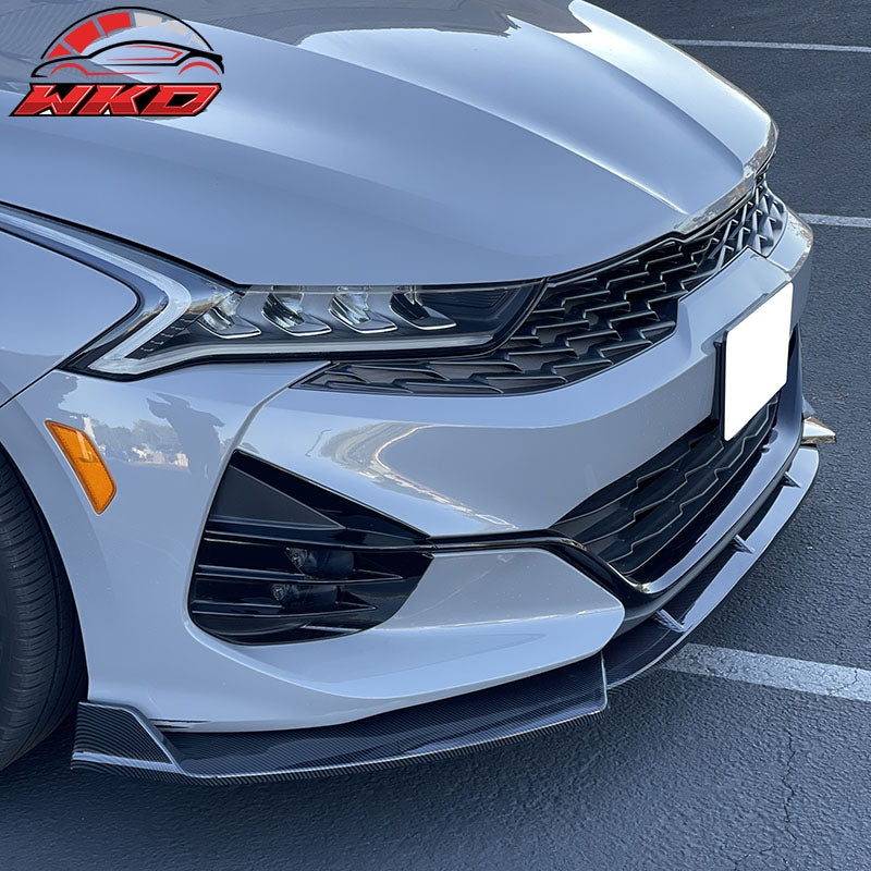 For 21-27 Kia Optima K5 EX LX GT Carbon Fiber Print 3PC Front Bumper Lip Spoiler