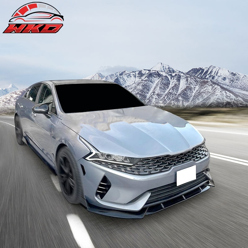Fits 21-27 Kia Optima K5 EX LX GT Gloss Black 3PC Front Bumper Lip PP Spoiler