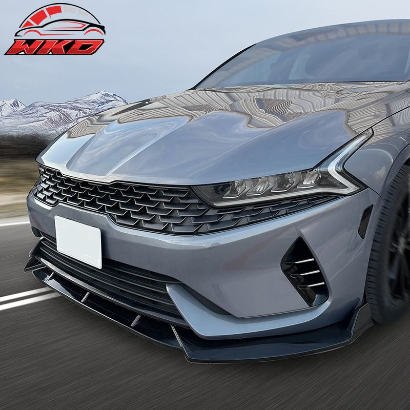 Fits 21-27 Kia Optima K5 EX LX GT Gloss Black 3PC Front Bumper Lip PP Spoiler
