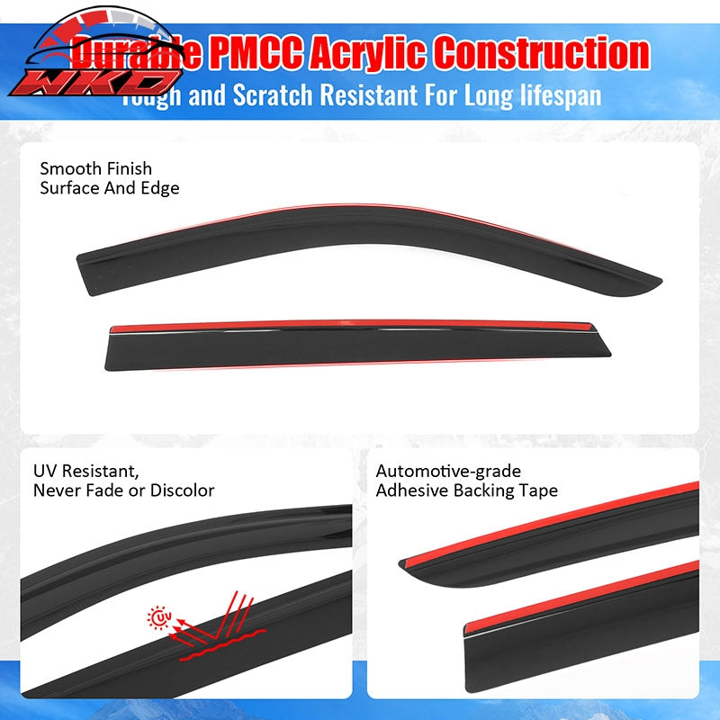 Fits 21-26 Kia Sorento Low Profile Style Tape on Window Visors Vent Deflector