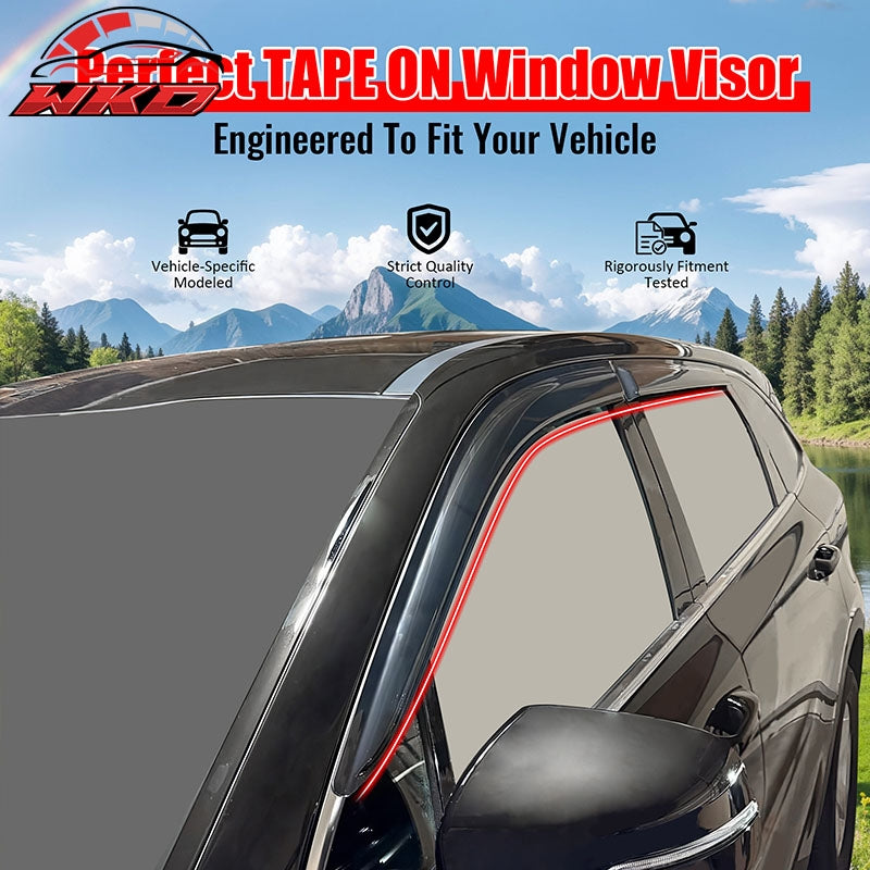 Fits 21-26 Kia Sorento Tape on Window Visors Vent Rain Sun Wind Guards Deflector