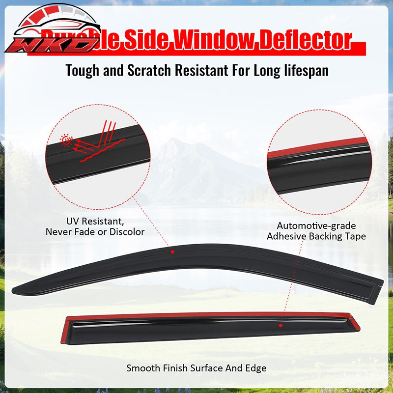 Fits 21-26 Kia Sorento Tape on Window Visors Vent Rain Sun Wind Guards Deflector