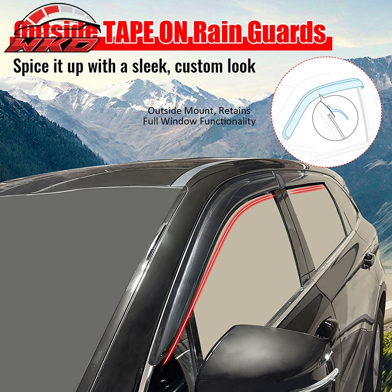 Fits 21-26 Kia Sorento Tape on Window Visors Vent Rain Sun Wind Guards Deflector