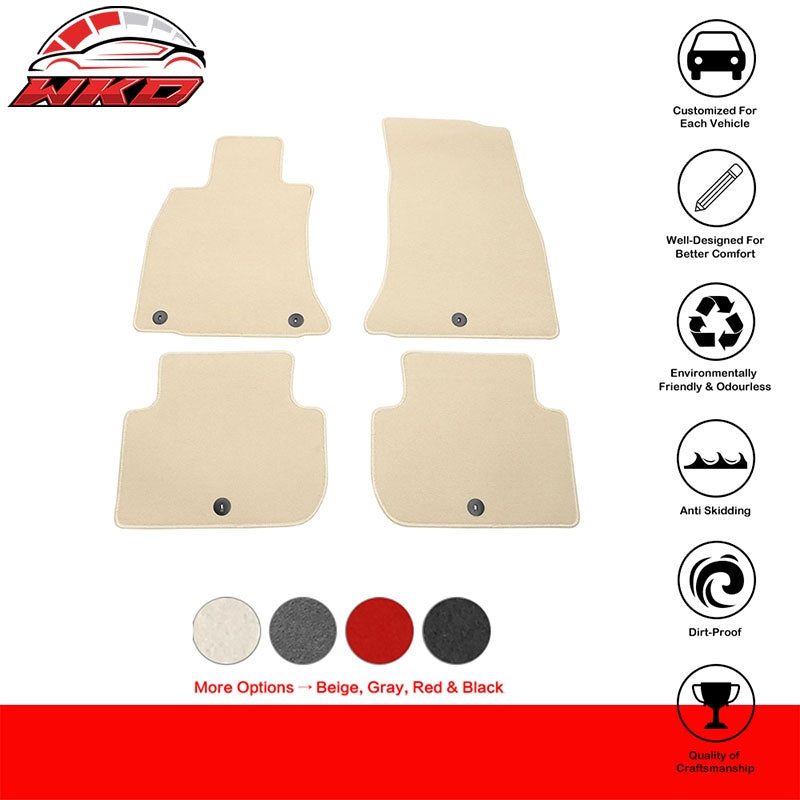 Fits 18-23 Kia Stinger 1st 2nd Row Floor Mats Liners Carpets Beige Nylon 4PC Set