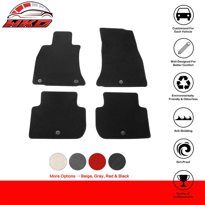 Fits 18-23 Kia Stinger 1st 2nd Row Floor Mats Liners Carpets Black Nylon 4PC Set