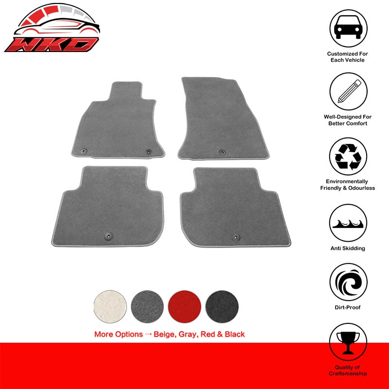 Fits 18-23 Kia Stinger 1st 2nd Row Floor Mats Liners Carpets Gray Nylon 4PC Set