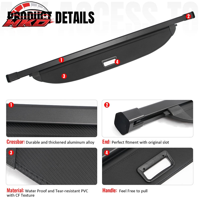 Wholesale 2027 Kia Telluride Black Retractable Trunk Cargo Cover Carbon Fiber Style - Wikond Auto