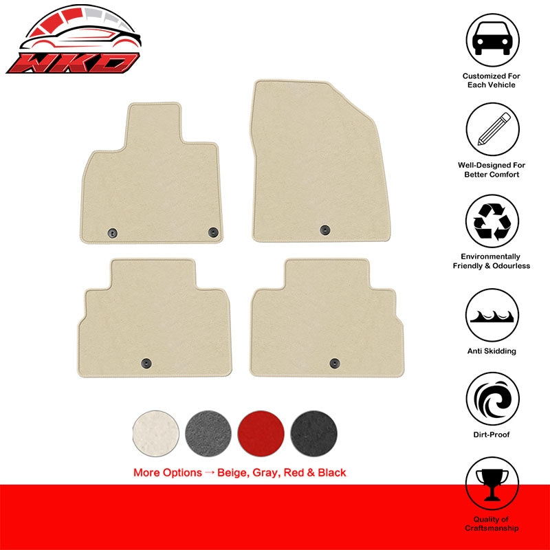Fits 20-25 Kia Telluride 4DR Front & Rear Floor Mats Carpet Nylon 4PCS - Beige