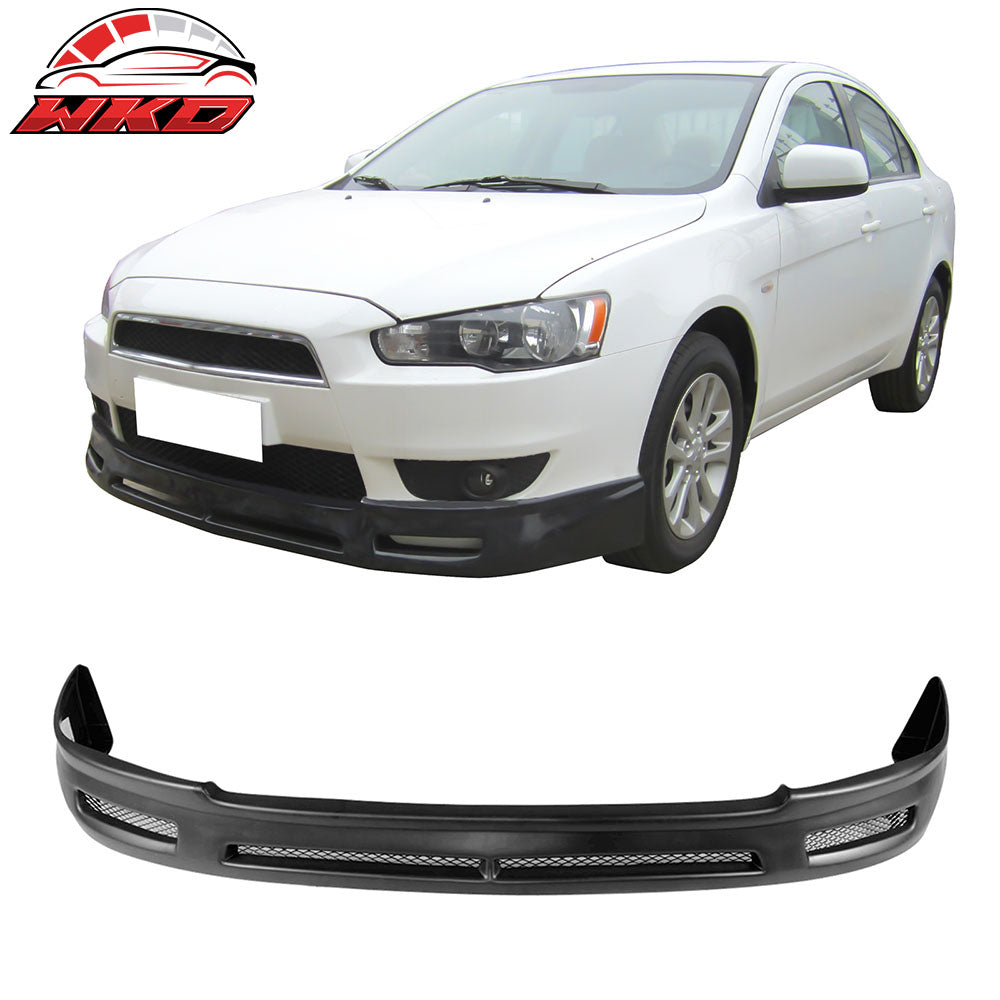 Fits 08-15 Mitsubishi Lancer B Style Front Bumper Lip Spoiler Unpainted Black PP