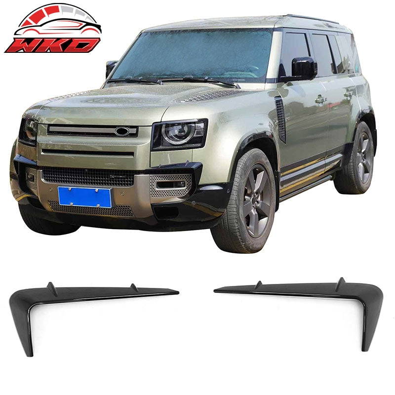 Fits 20-26 Land Rover Defender 90/110/130 Fog Light Bezels Gloss Black Eyelids