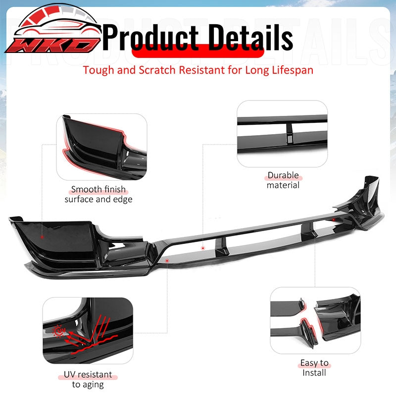 Fits 20-26 Land Rover Defender 90/110/130 Front Bumper Lip Gloss Black Spoiler