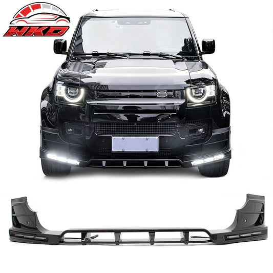 Wholesale 20-26 Land Rover Defender 90/110/130 Front Bumper Lip Gloss LED DRL Spoiler - Wikond Auto