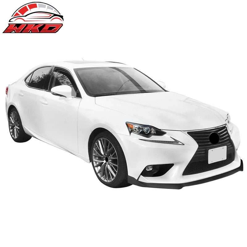 Fits 14-16 Lexus IS Base Front Bumper Lip Spoiler Gloss Black Splitter 3PC Trim