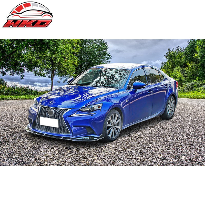 Fits 14-16 Lexus IS F Sport 3PCS Front Bumper Lip Spoiler IKON Style Gloss Black