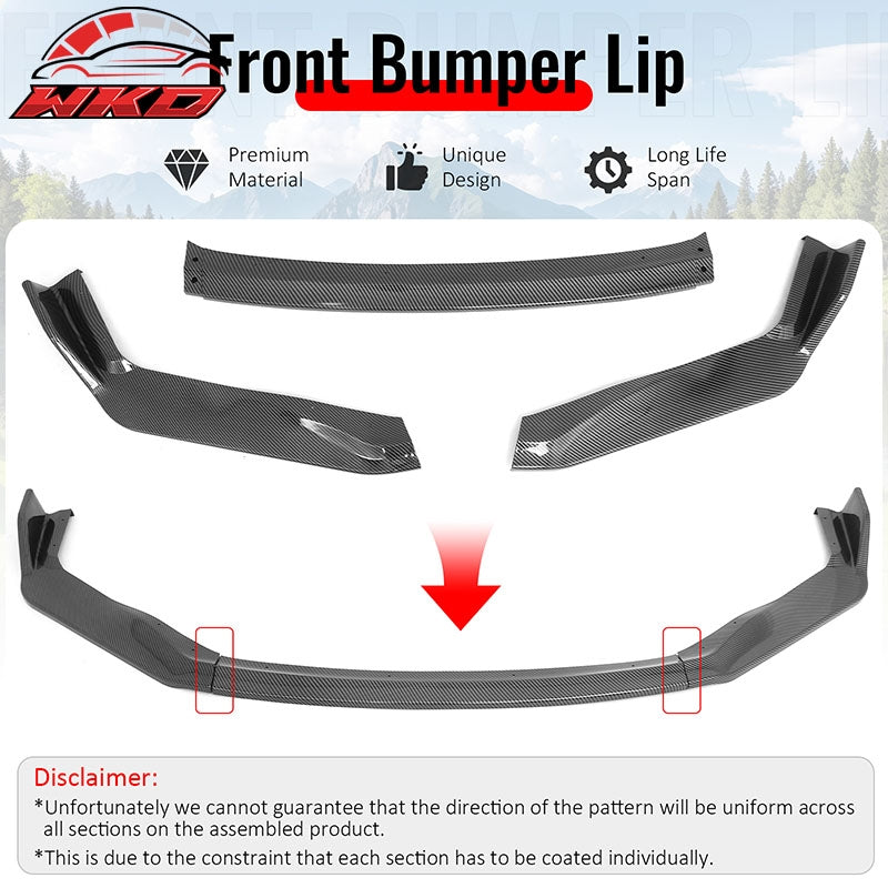 Wholesale 17-20 Lexus IS IKON Style PP Front Bumper Lip Carbon Fiber Print 3PCS Set - Wikond Auto