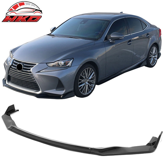 Wholesale 17-20 Lexus IS IKON Style PP Front Bumper Lip Spoiler Gloss Black 3PCS Set - Wikond Auto