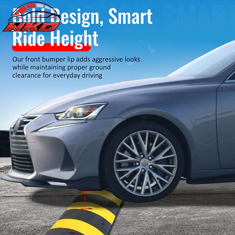 Fits 17-20 Lexus IS IKON Style PP Front Bumper Lip Spoiler Matte Black 3PCS Set