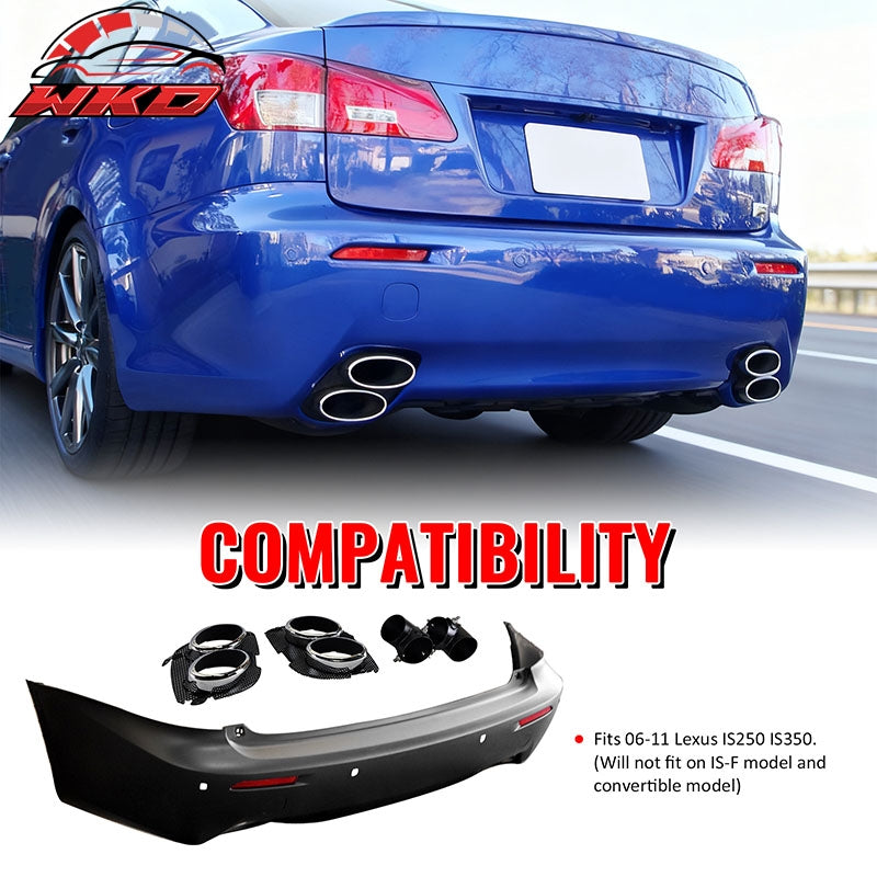 Wholesale 06-13 Lexus IS250 IS350 IS F Style Rear Bumper Cover W/Muffler Tip & Bezel - Wikond Auto