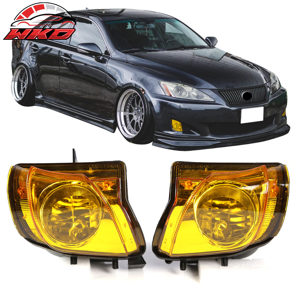 Fits 06-10 Lexus IS250 IS350 Sedan 4Dr 2PCS Front Fog Lights Amber/Yellow Lamp