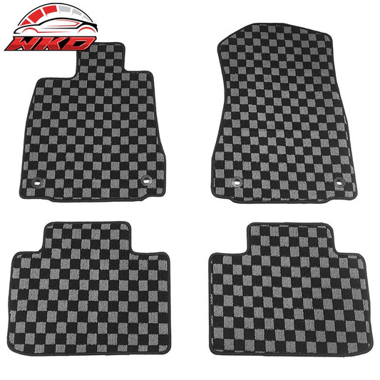 Wholesale 14-25 Lexus IS300 IS350 RWD Floor Mats Carpets Checkered Black Gray Plaid - Wikond Auto