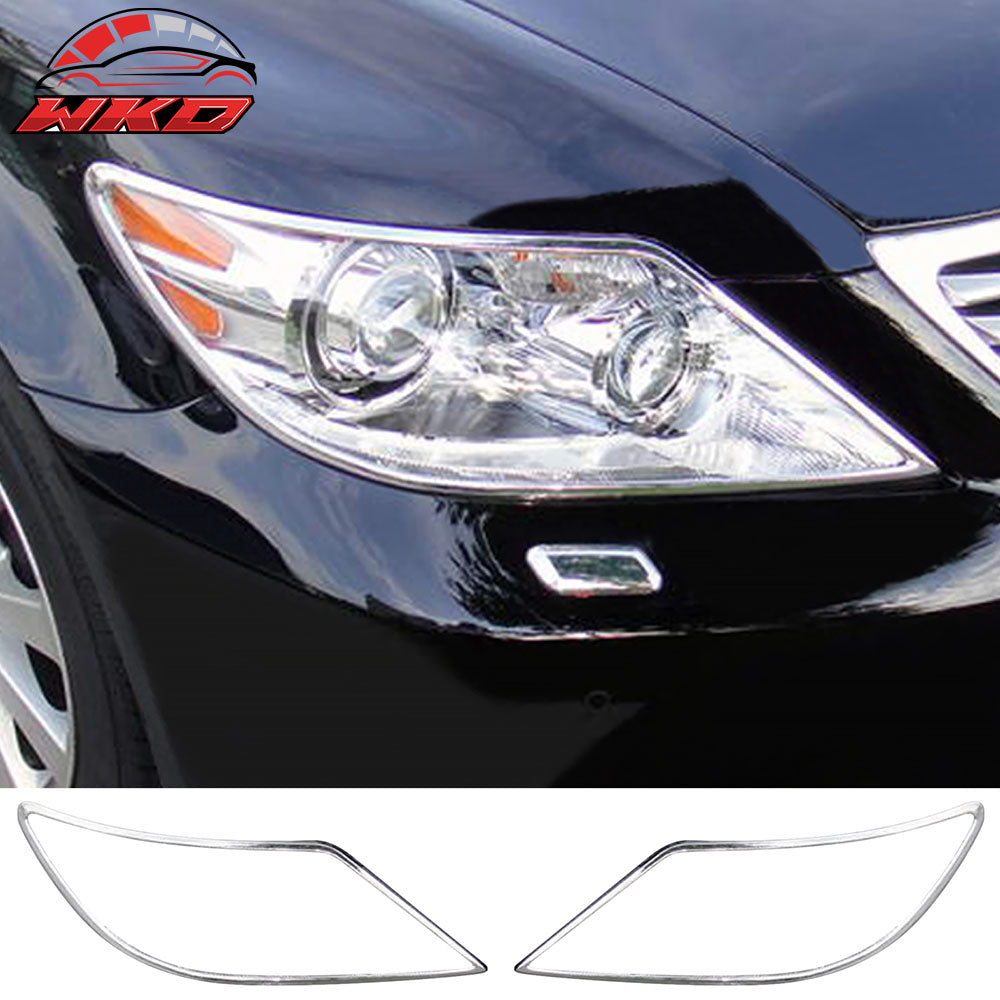 Fits 10-12 Lexus LS460 LS600h Chrome ABS Front Headlight Bezels Covers 2PCS Set