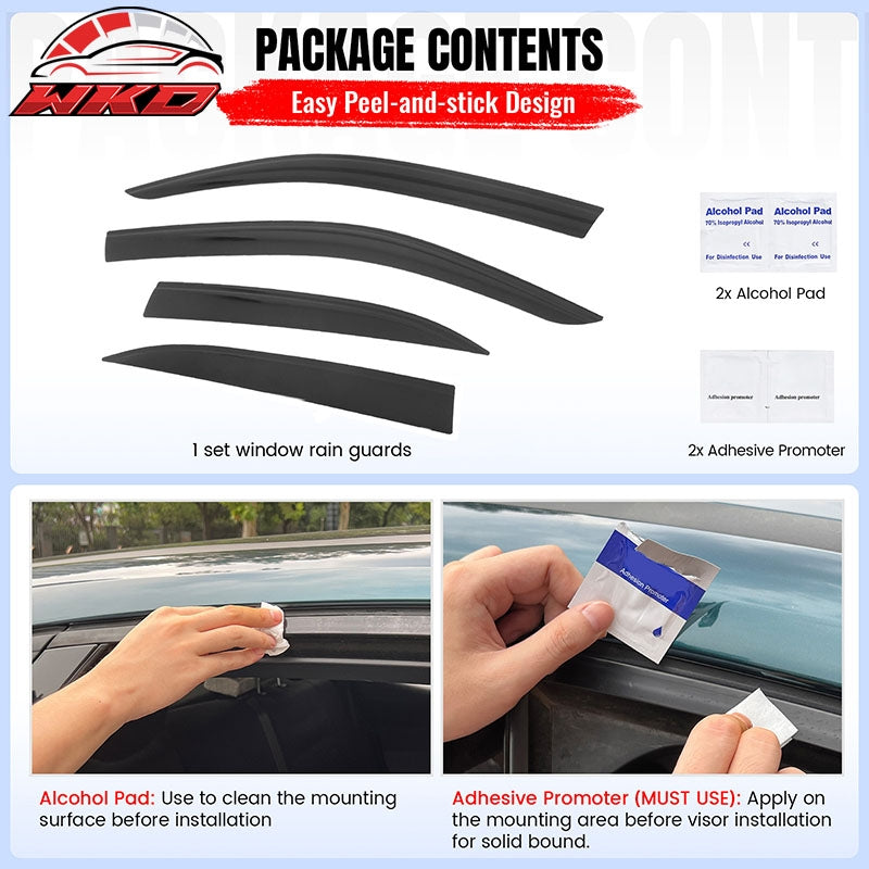 Fits 19-26 Lexus UX200 Low Profile Style Tape on Window Visors Vent Deflector