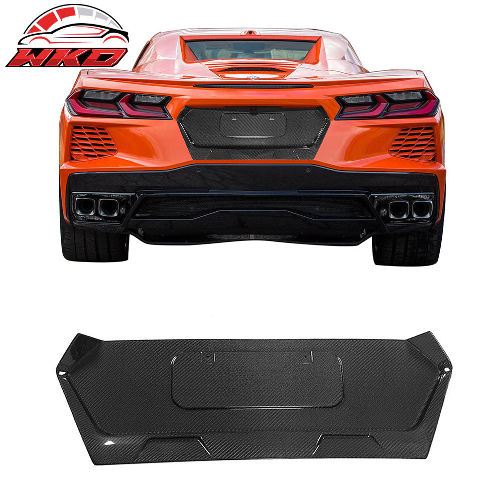 Fits 20-25 Chevrolet Corvette C8 OE Rear License Plate Carbon Fiber Gloss Black