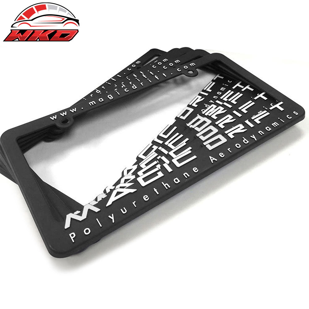 Universal MAGIC DRIFT Black JDM Polyurethane Rear License Plate Frames Pair