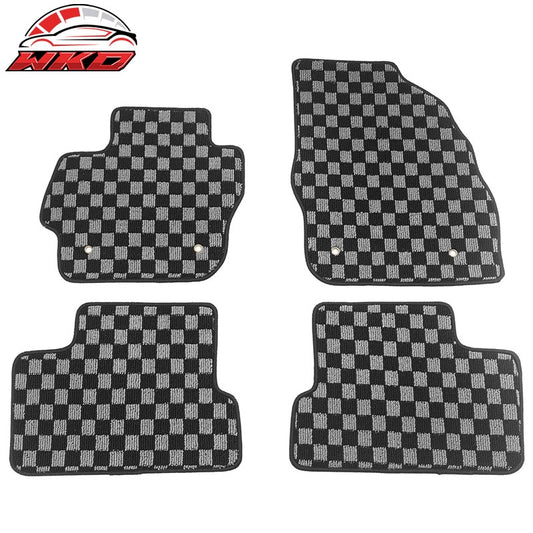 Wholesale 10-13 Mazda 3 Floor Mats Non-Slip Carpets Checkered Black Gray Plaid 4PCS - Wikond Auto