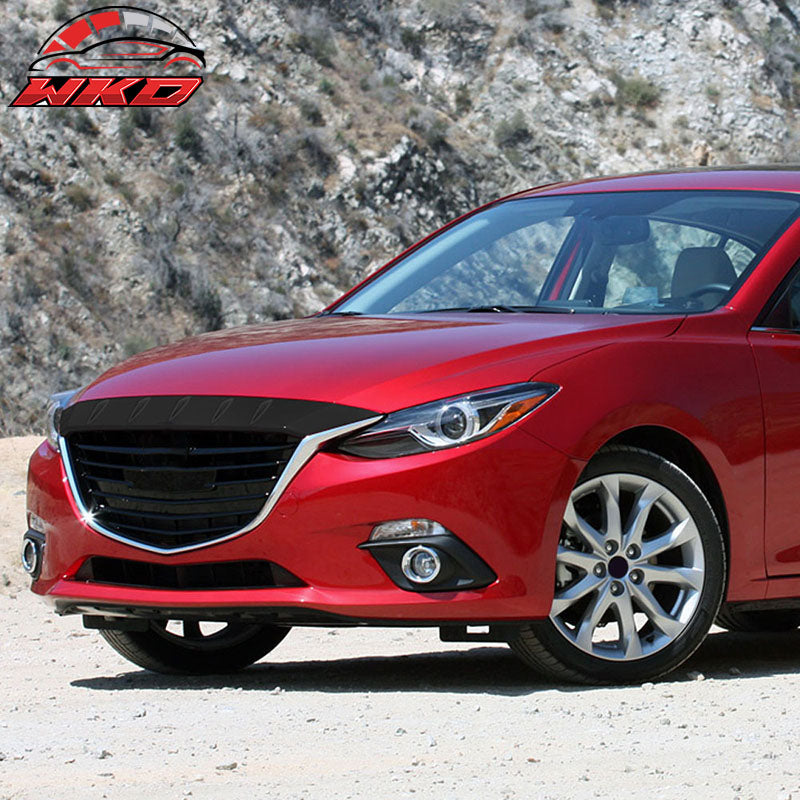 Fits 14-16 Mazda 3 Max FHS Style Matte Black Front Upper Grille Molding Trim ABS