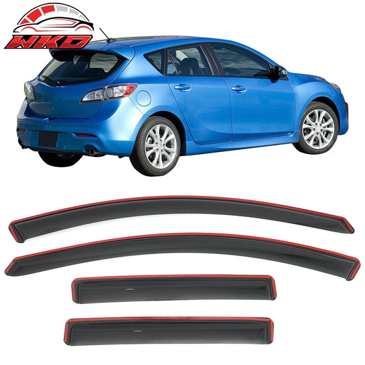 Wholesale 10-13 Mazda 3 Hatchback In-Channel Window Visors Sun Rain Guard Acrylic 4PC - Wikond Auto