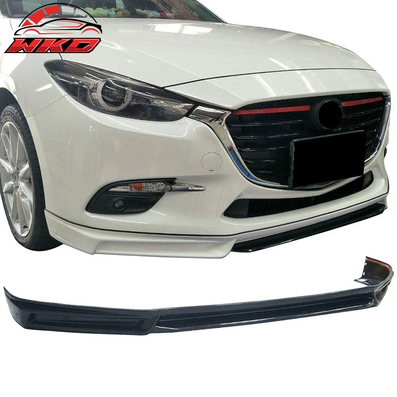 Fits 17-18 Mazda 3 MK Style Front Bumper Lip Spoiler Splitter Chin Unpainted ABS